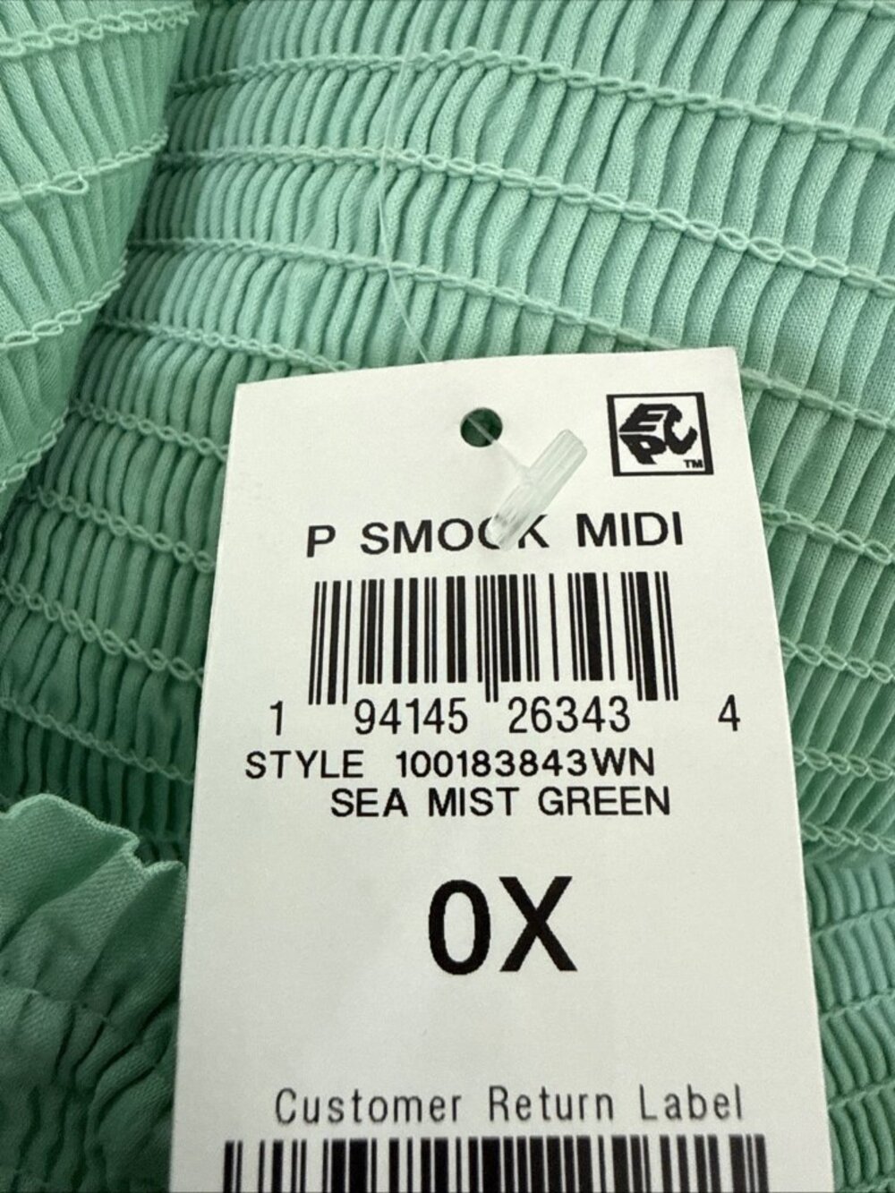 On 34th Light Green Smocked Ruffle Sleeve Midi Sun Dress Womens Size 0X 14/16 - Picture 11 of 12